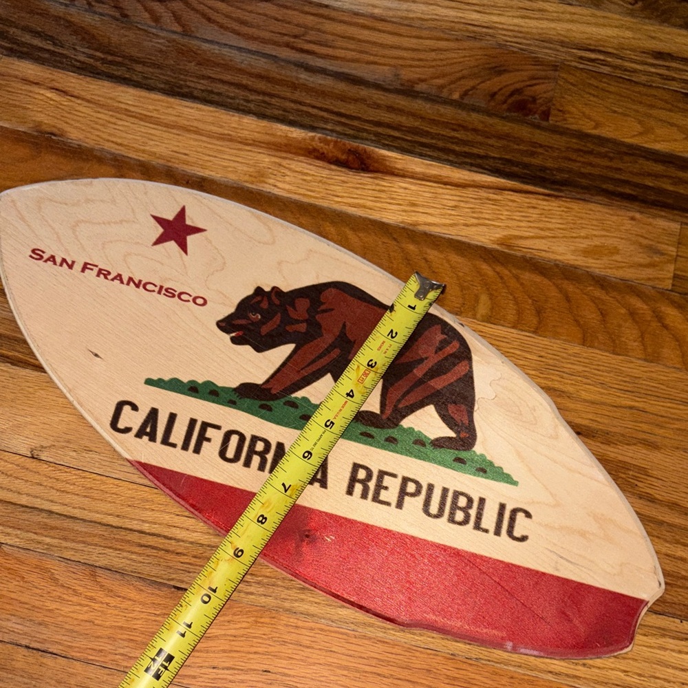 California Republic surfboard shape Sign 20 by 9 hanging decor/ wall prop - Picture 5 of 8